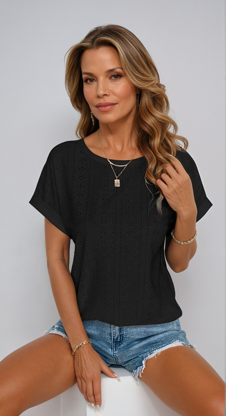 Sarah™ | Chic Eyelet Blouse