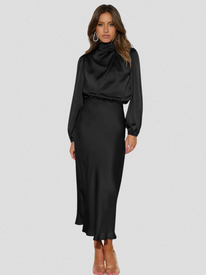 Isabella | Sophisticated Satin Midi Dress