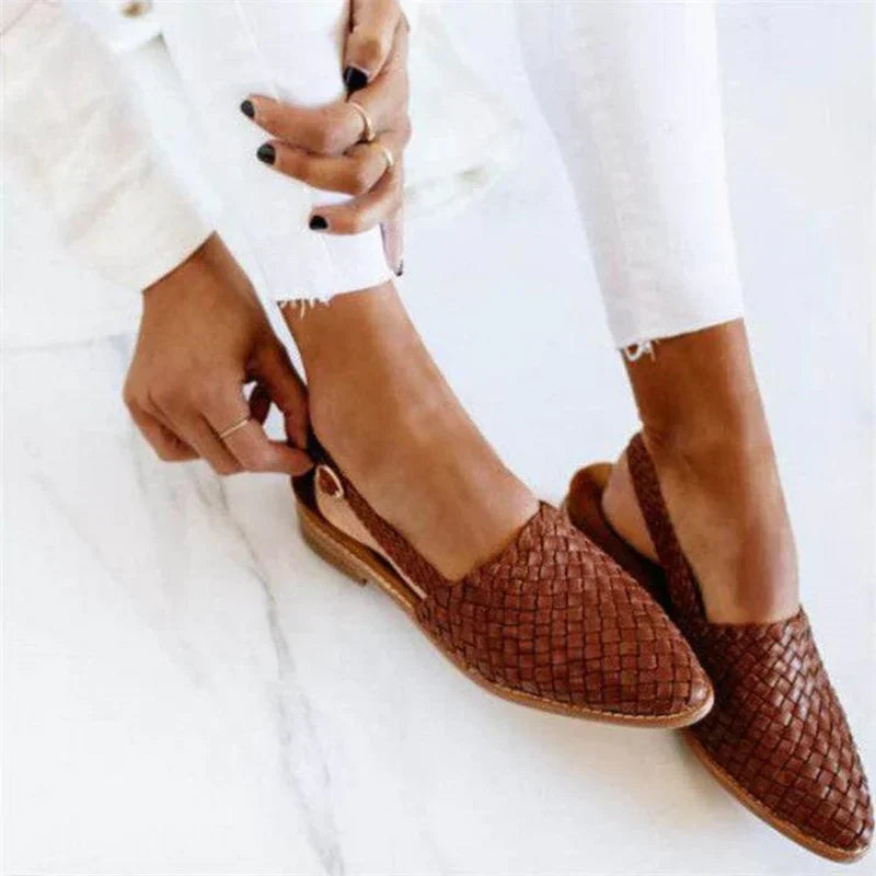 Lisa | Stylish Woven Slingback Flat Shoes