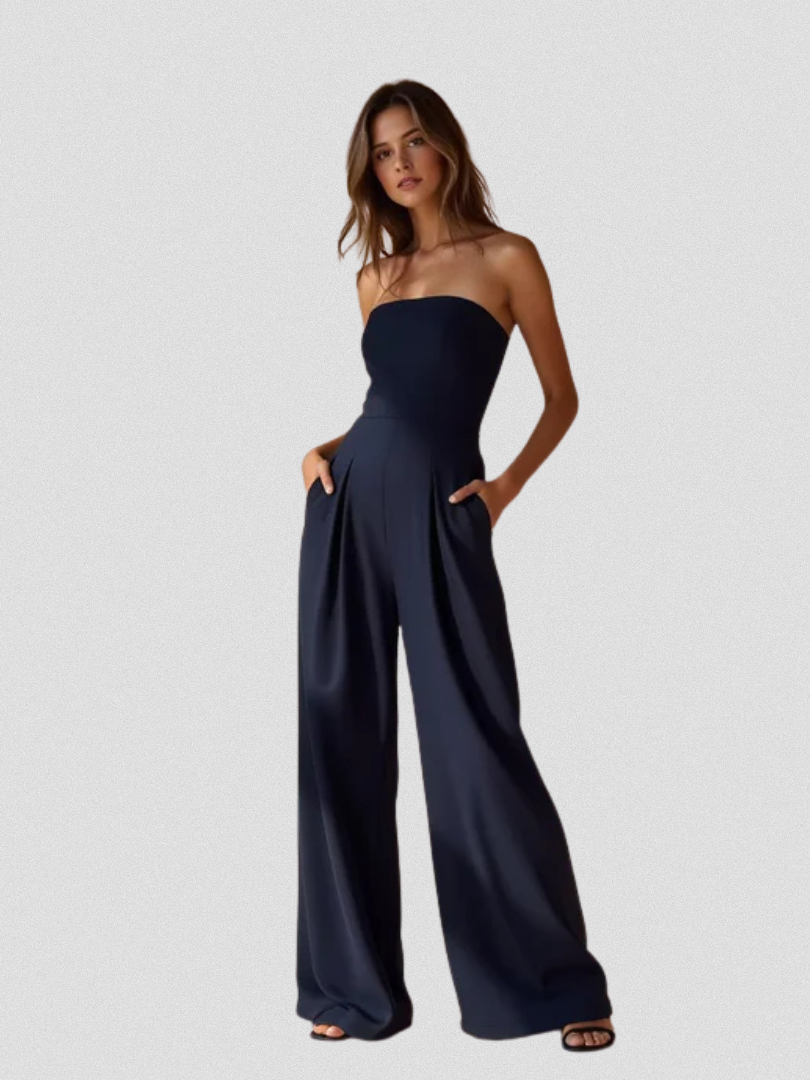 Delphina | Strapless Jumpsuit with Wide Legs