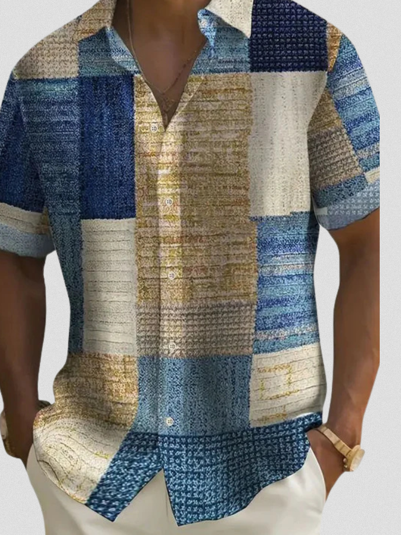Aaron™ | Breezy Patchwork Short Sleeve Shirt
