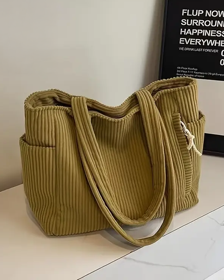 Maya – Ribbed Tote Bag with Cord Detail