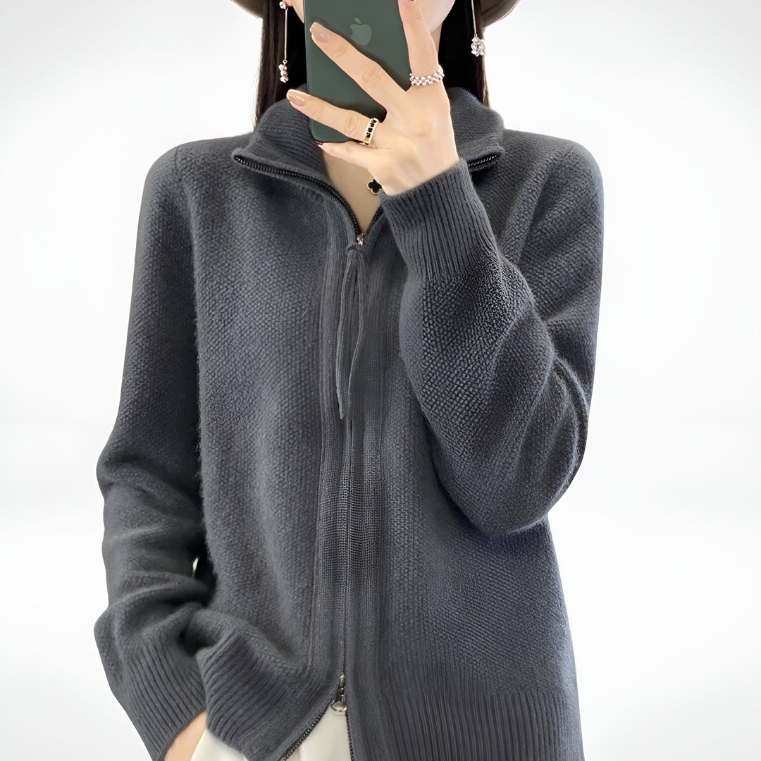 Jessica – Cashmere Cardigan with Zipper