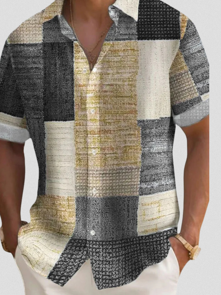 Aaron™ | Breezy Patchwork Short Sleeve Shirt