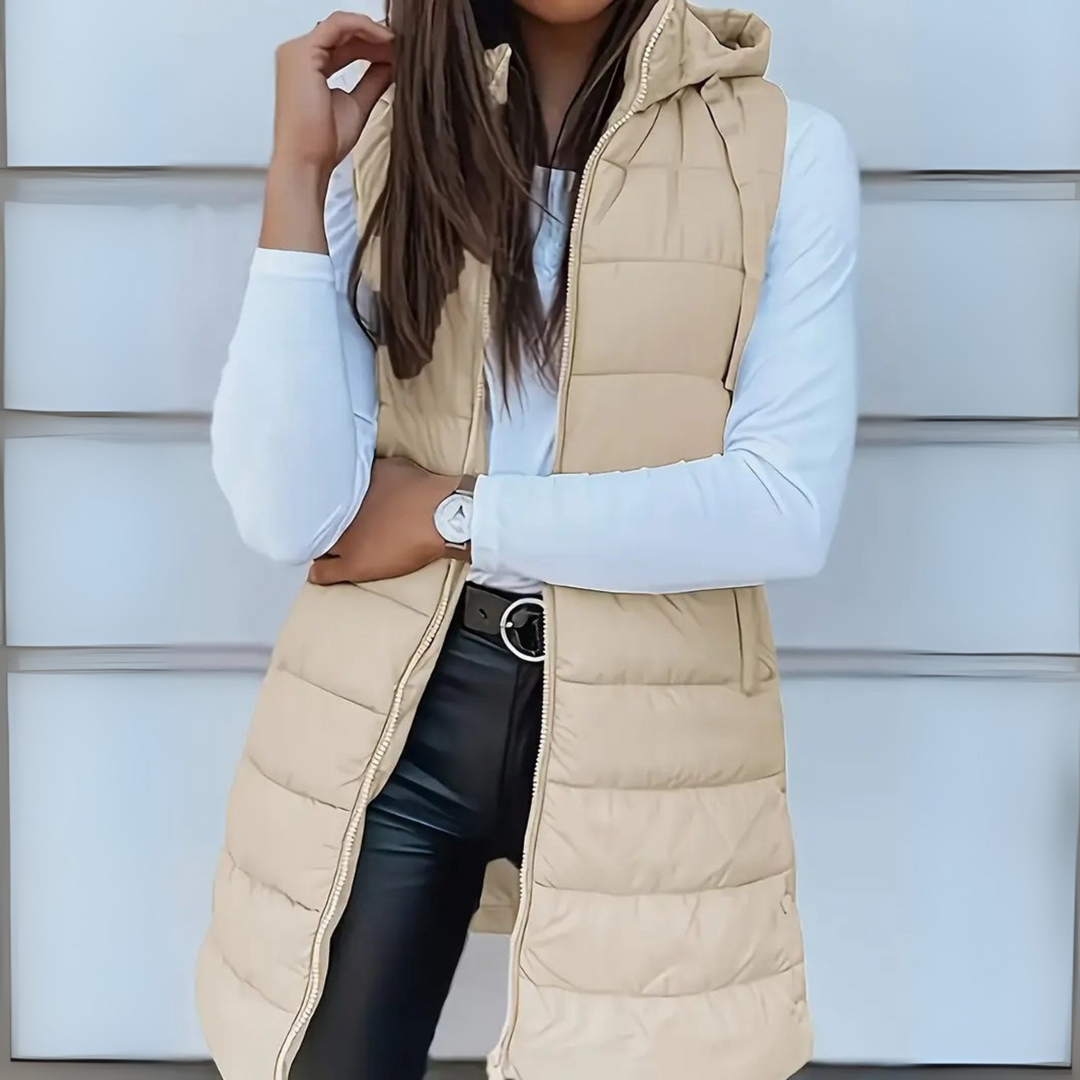 Morgan - Casual Sleeveless Hood Long Puffer Vest