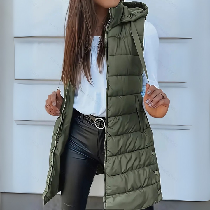 Morgan - Casual Sleeveless Hood Long Puffer Vest