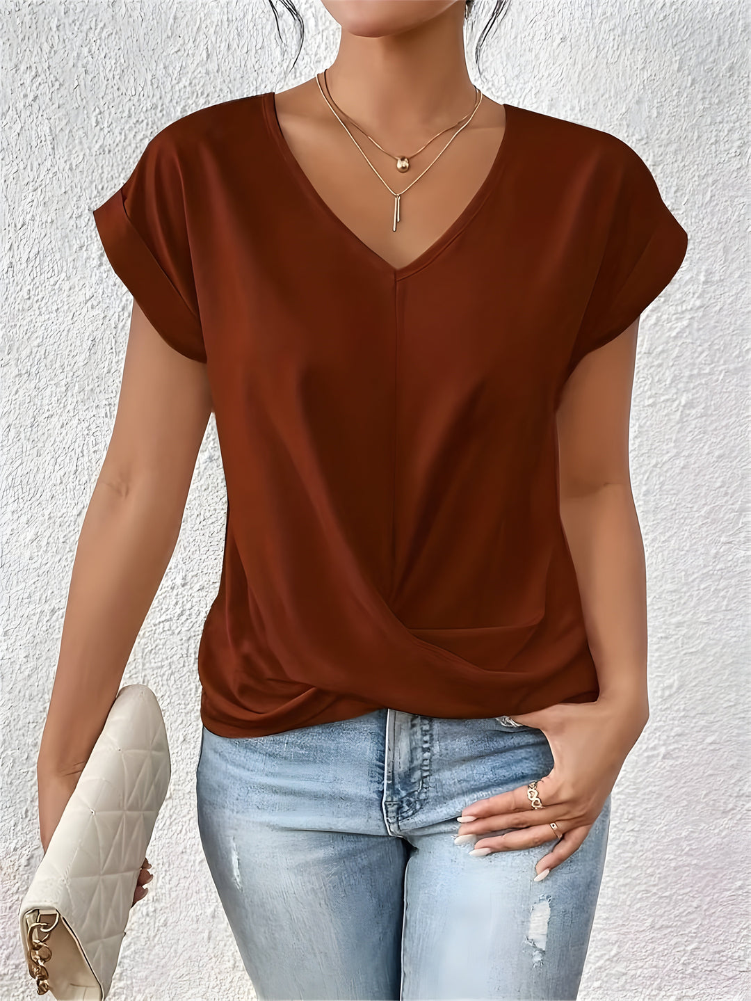 Kathrina | Twist Front V-Neck Top