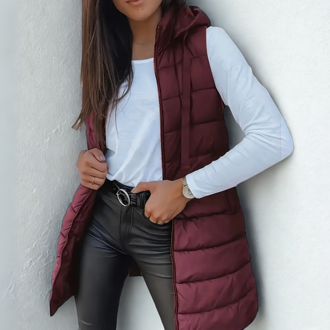 Morgan - Casual Sleeveless Hood Long Puffer Vest