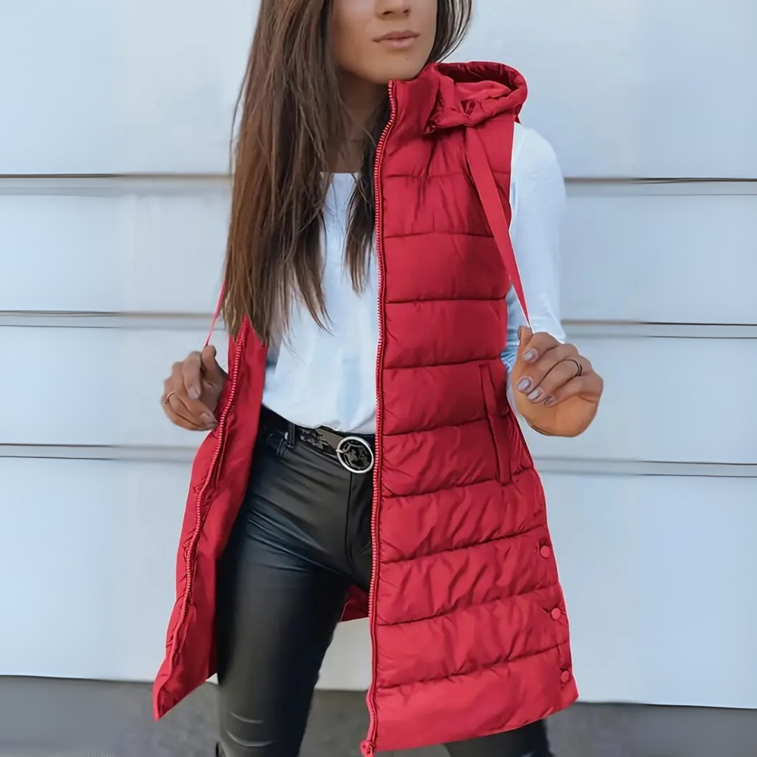 Morgan - Casual Sleeveless Hood Long Puffer Vest