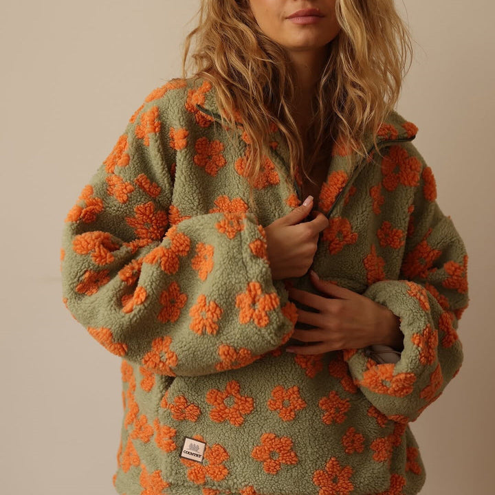 Harper - Fleece Sweater with Long Sleeves and Floral Print