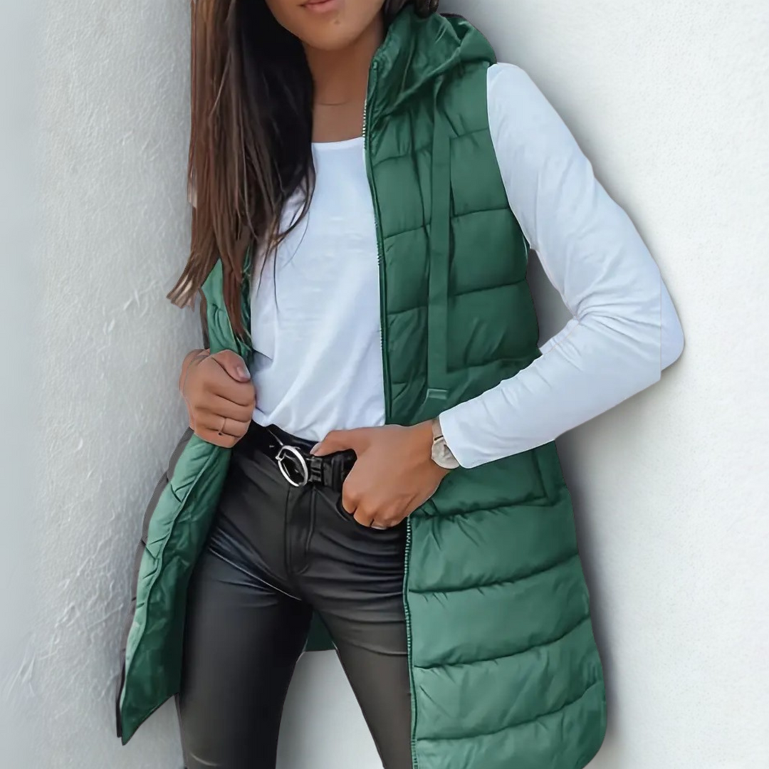 Morgan - Casual Sleeveless Hood Long Puffer Vest