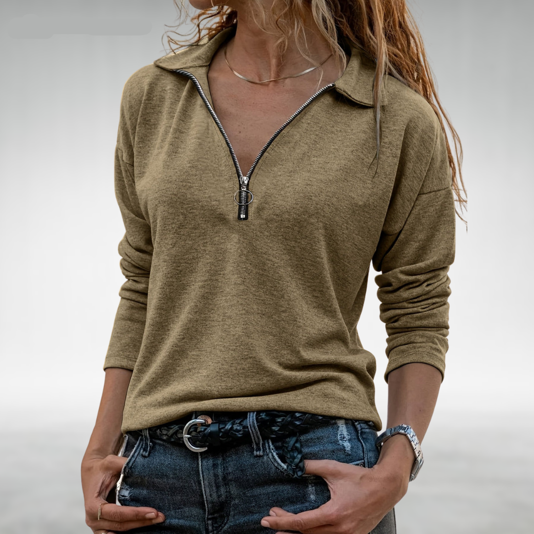 Sylvia | Luxe Textured Half-Zip Sweater