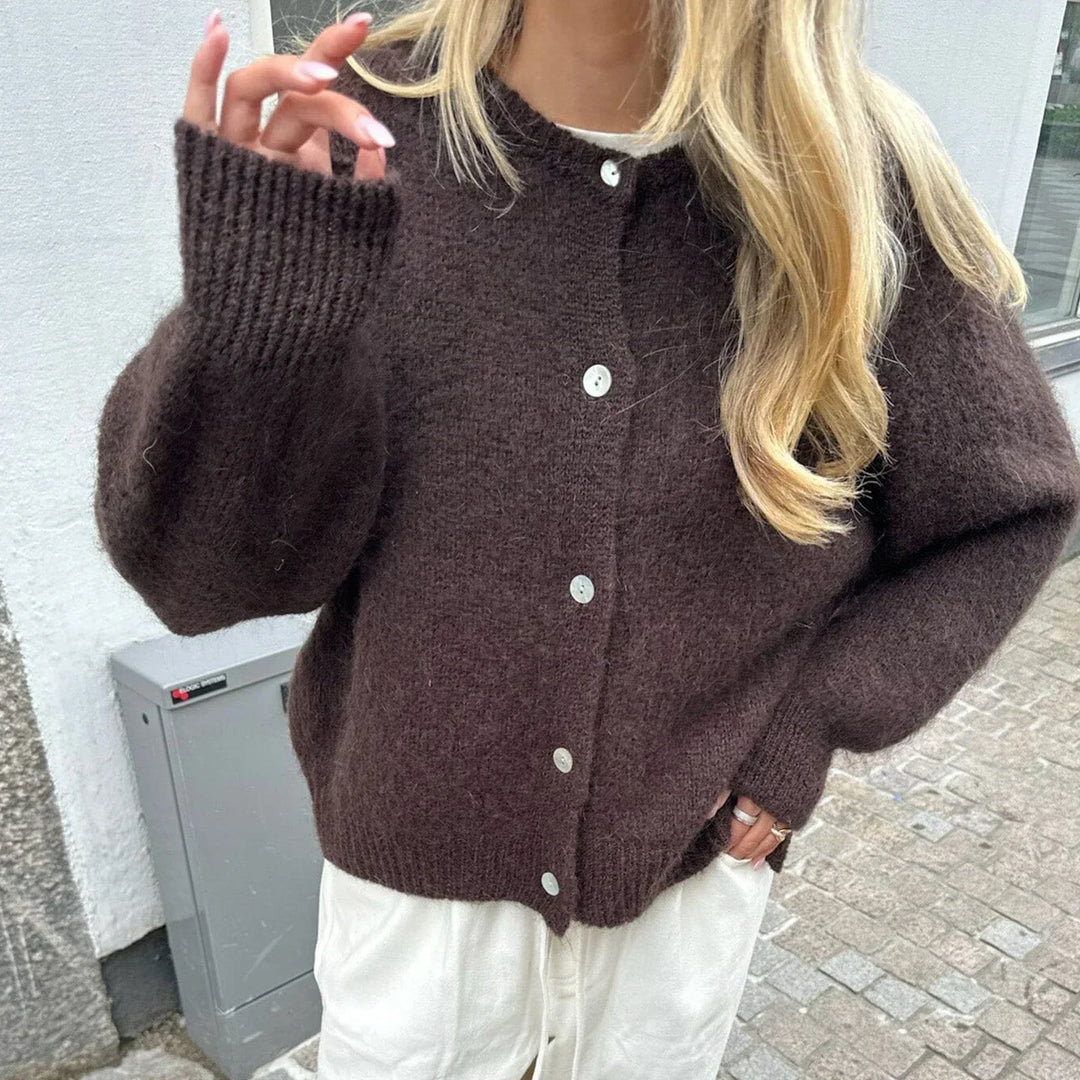 Taylor | Fluffy Knit Cardigan with Buttons