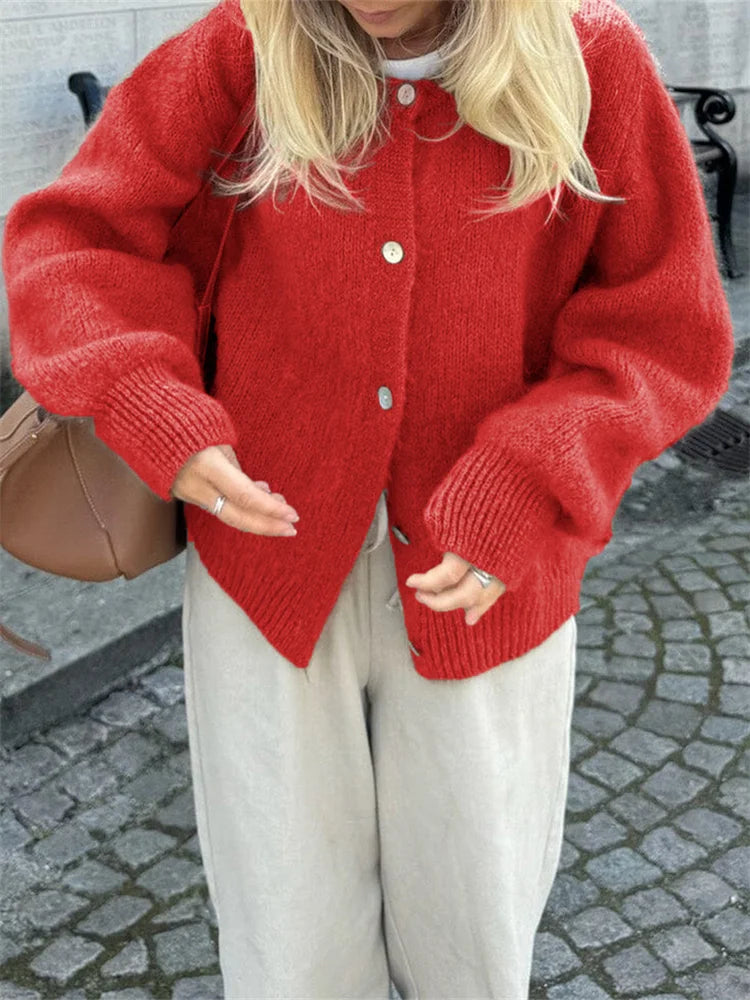 Taylor | Fluffy Knit Cardigan with Buttons