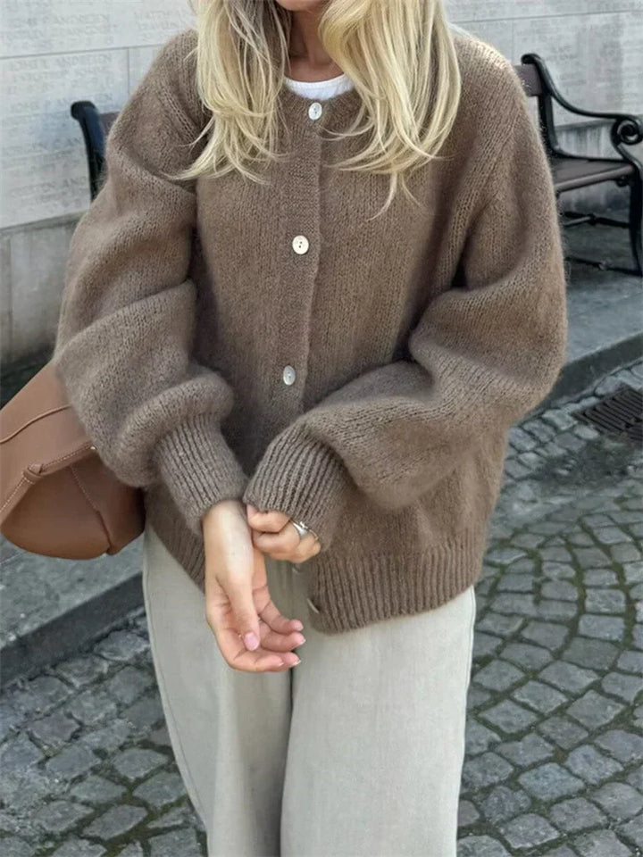 Taylor | Fluffy Knit Cardigan with Buttons