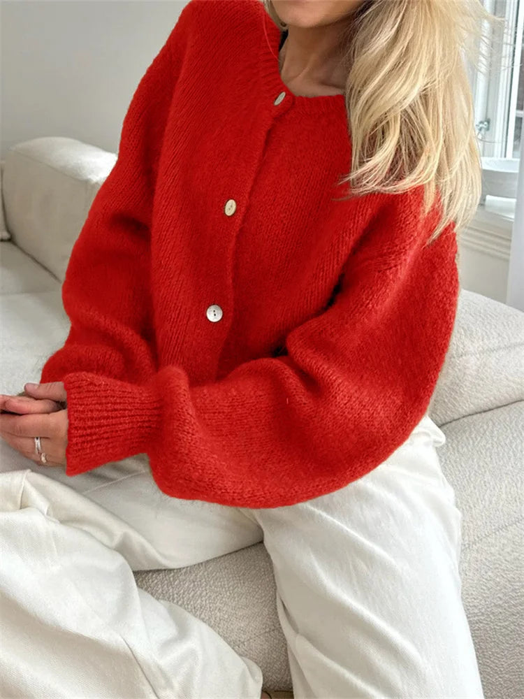 Taylor | Fluffy Knit Cardigan with Buttons