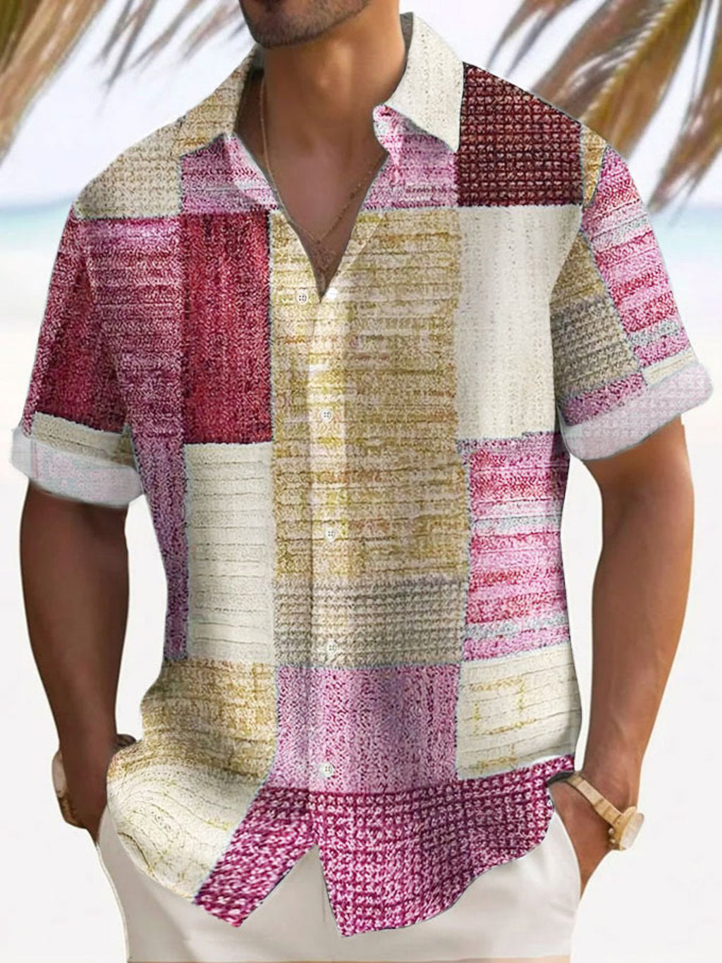 Aaron™ | Breezy Patchwork Short Sleeve Shirt
