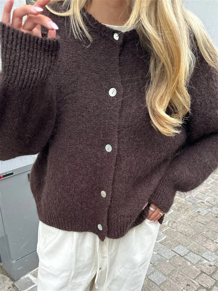 Taylor | Fluffy Knit Cardigan with Buttons