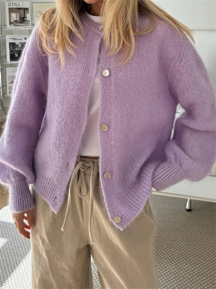 Taylor | Fluffy Knit Cardigan with Buttons