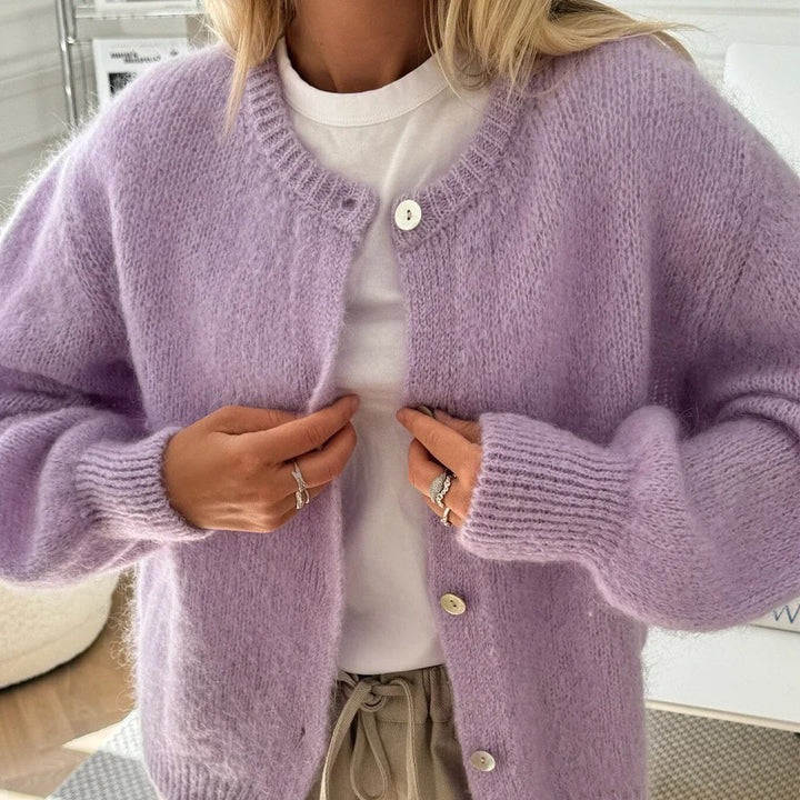 Taylor | Fluffy Knit Cardigan with Buttons