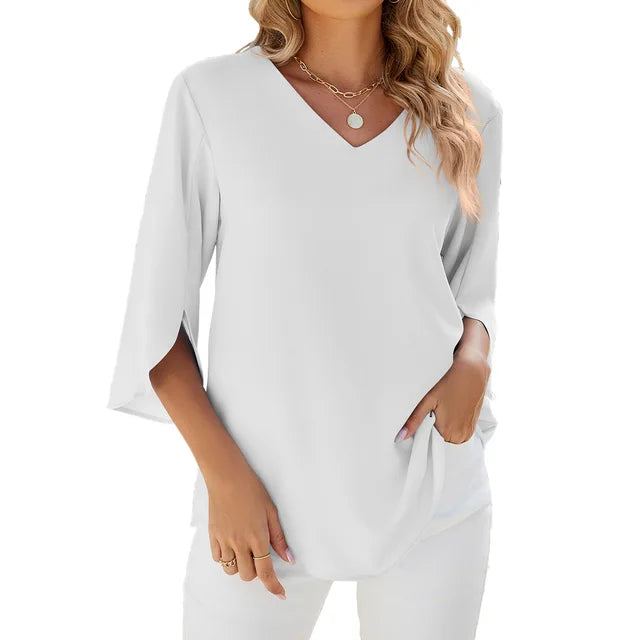 Belinda™ | Elegant V-Neck Blouse